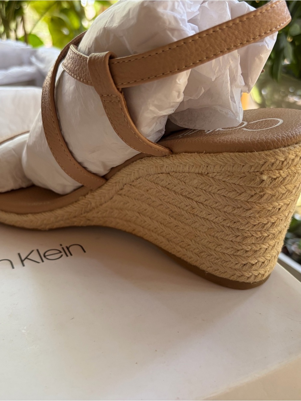 Calvin Klein Nude Cross-Strap Leather Sandals - Picture 7 of 14